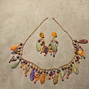 Funky necklace with matching earrings